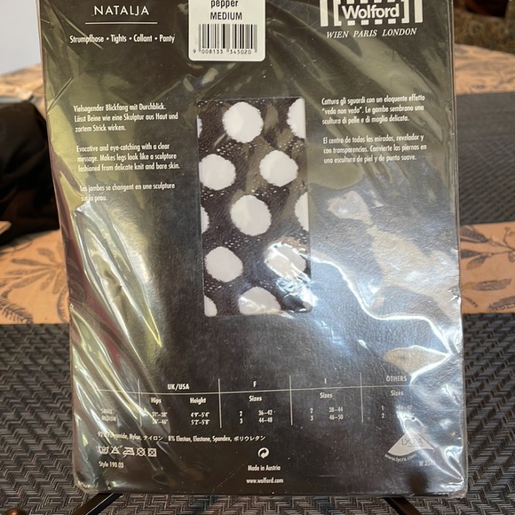 WOLFORD Natalja Black Eyelet Knit Tights Medium - Picture 2 of 3